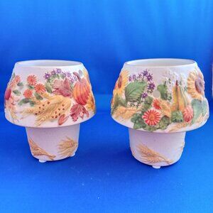 2 Yankee Can\dle votive tea light holders Thanksgiving Autumn decor ceramic